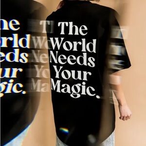 Dressed in LALA Black Tee with White Smiley Graphic